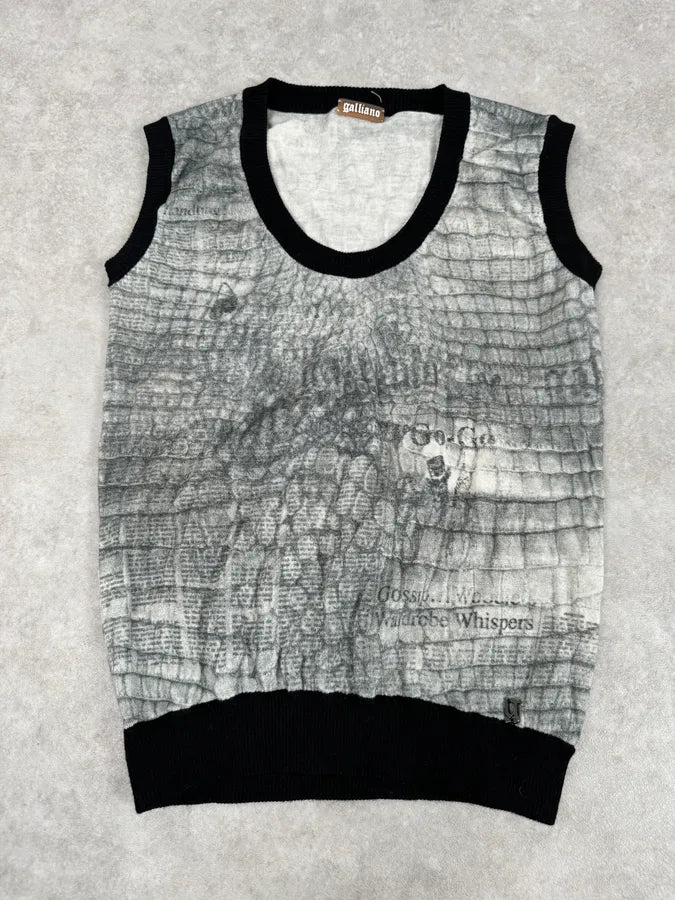 John Galliano White & Grey Newspapers Magazine Top fudgaaD 0