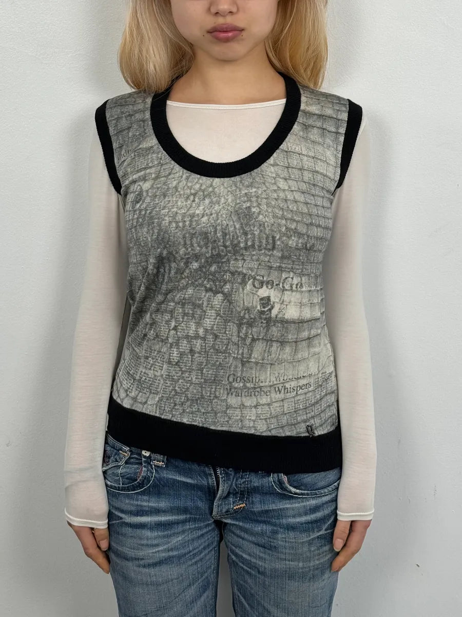 John Galliano White & Grey Newspapers Magazine Top fudgaaD 1