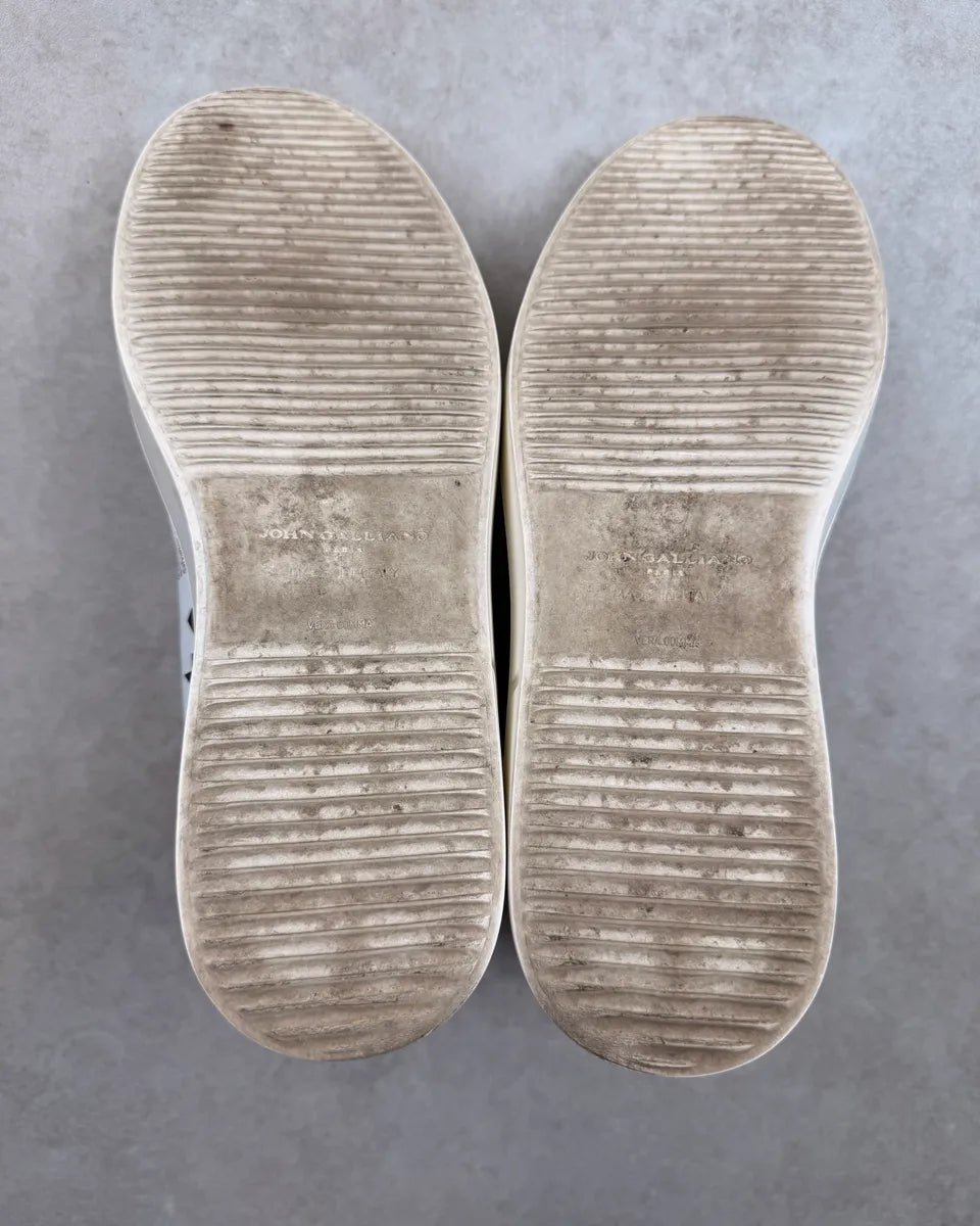 John Galliano White Canvas Newspaper High Sneakers WQzzSgf 9