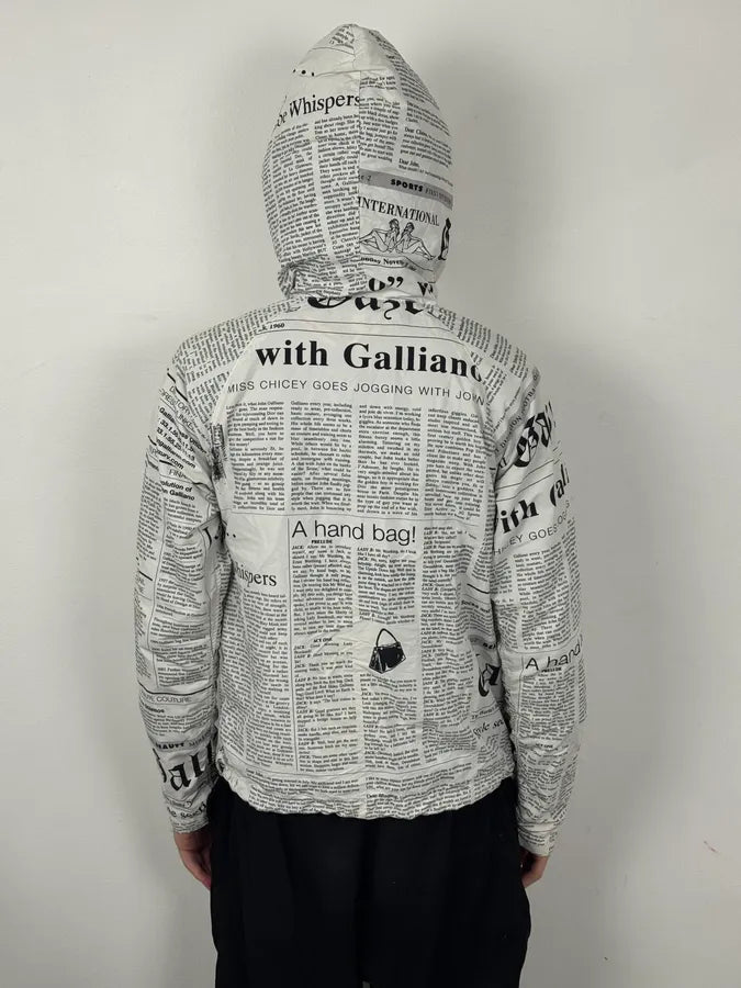 2010s John Galliano White Newspaper Magazine Hooded Windbreaker Jacket SJgGRUh 1