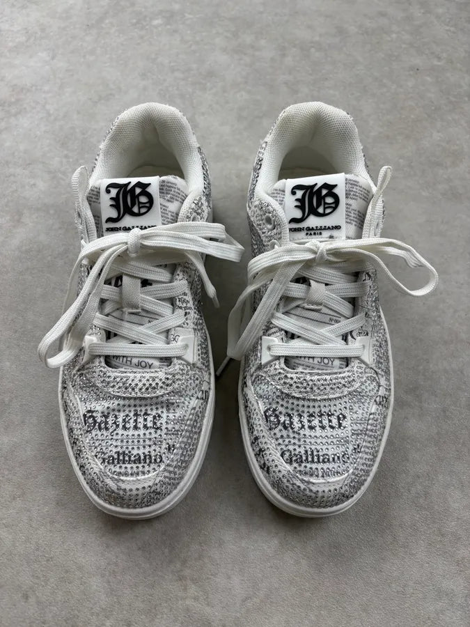 John Galliano White Studded Magazine Low Sneakers MRbzSsI 1