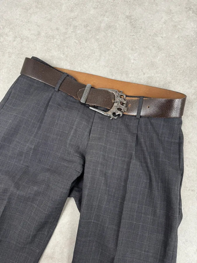 2000s John Richmond Brown Cross Ornamental Buckle Belt jmZkSqR 0