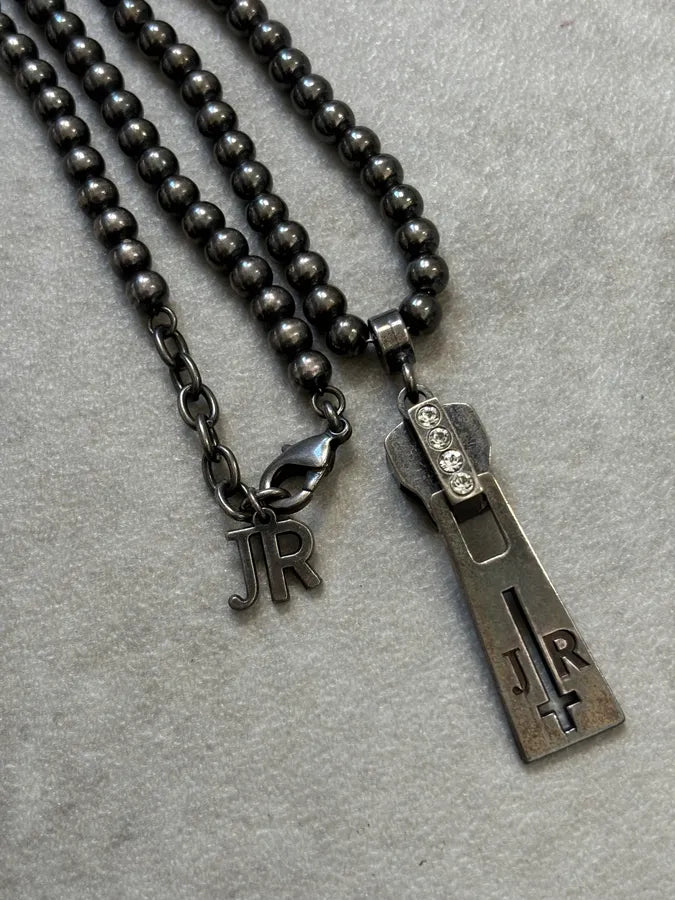 John Richmond Dark Grey Metal Zip Pendant Necklace mUsZzqU 6
