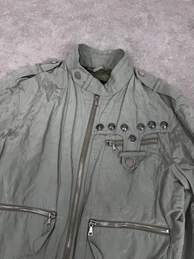 2000s John Richmond Faded Green Multi-Pocket Technical Light Jacket jUdkIzP 4