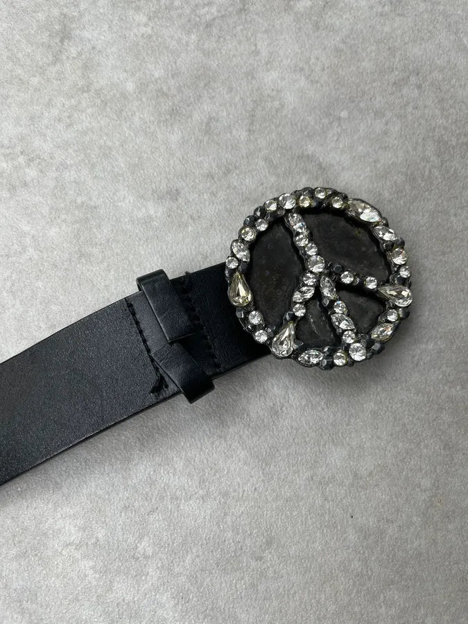 John Richmond Peace & Love Gems Black Leather Belt VtpVyuq 4