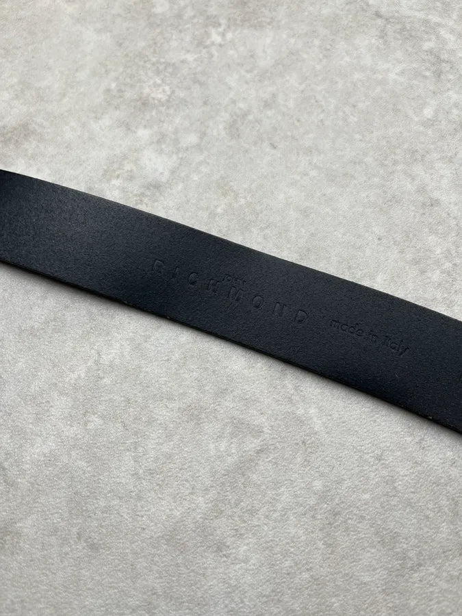 John Richmond Peace & Love Gems Black Leather Belt VtpVyuq 6