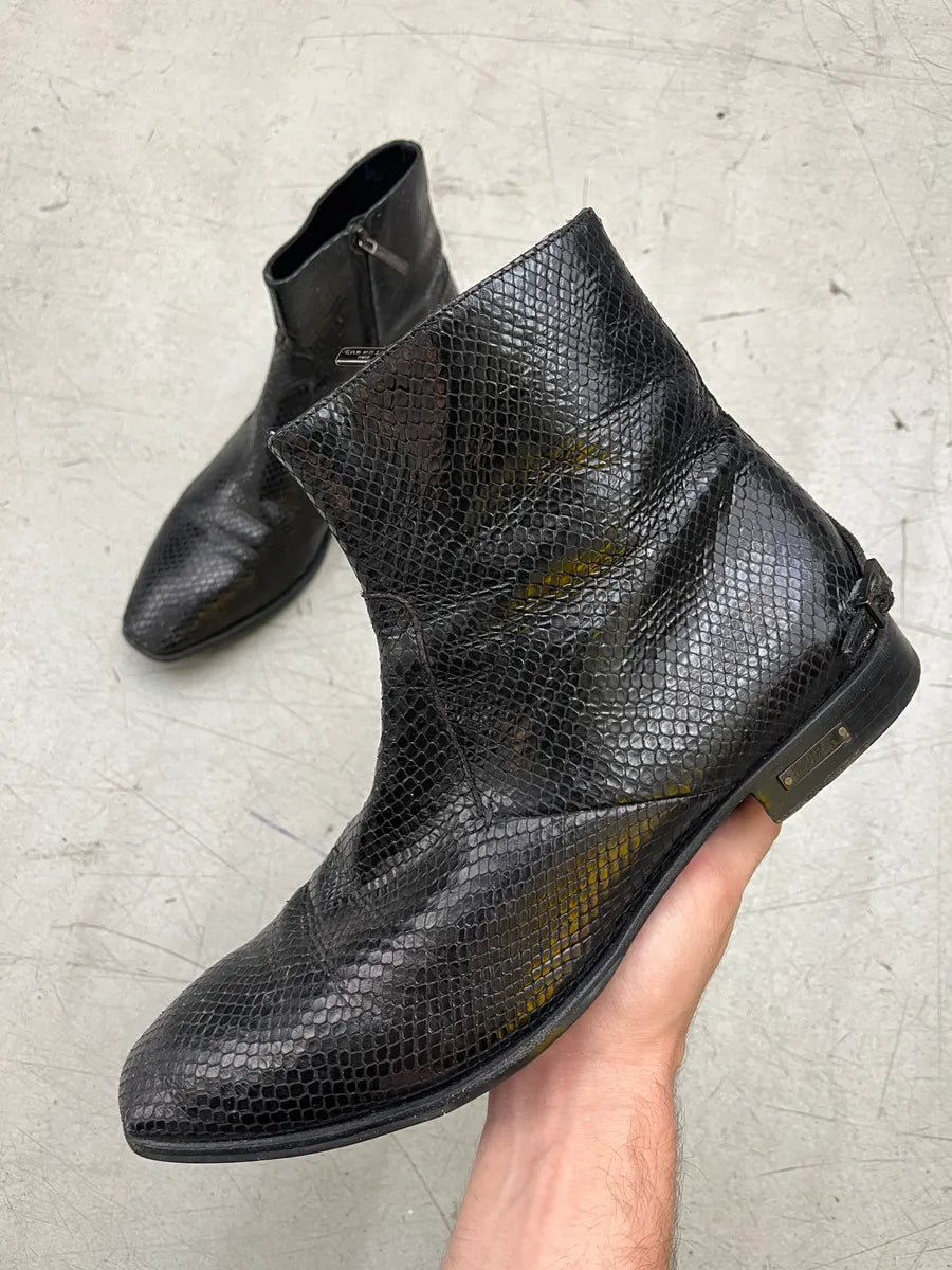 John Richmond Python Effect Black Leather Boots VzaCMkZ 0