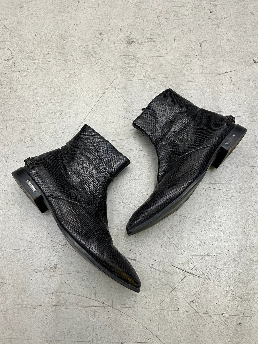 John Richmond Python Effect Black Leather Boots VzaCMkZ 1