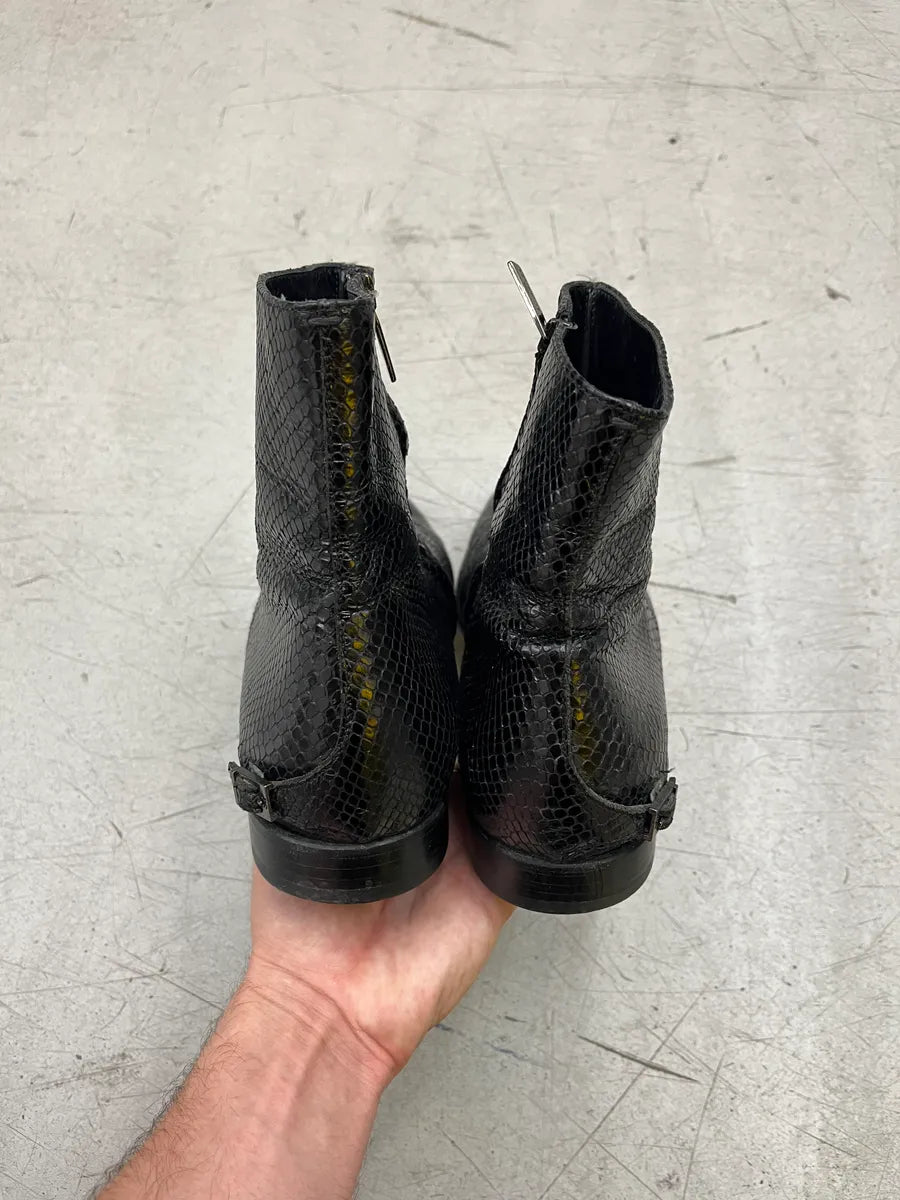 John Richmond Python Effect Black Leather Boots VzaCMkZ 4
