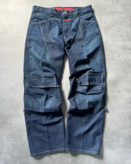2000s Marithé + François Girbaud Blue Worker Cargo Denim Jeans (L) - 10