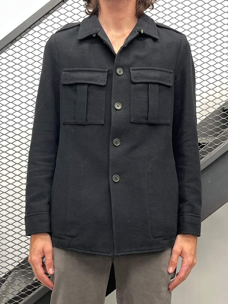 Dries Van Noten Black Wool Epaulette Military Light Jacket jtpzcAbO 1