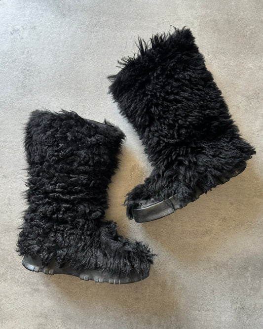 FW1999 Prada Black Fur Boots  (39) - 1