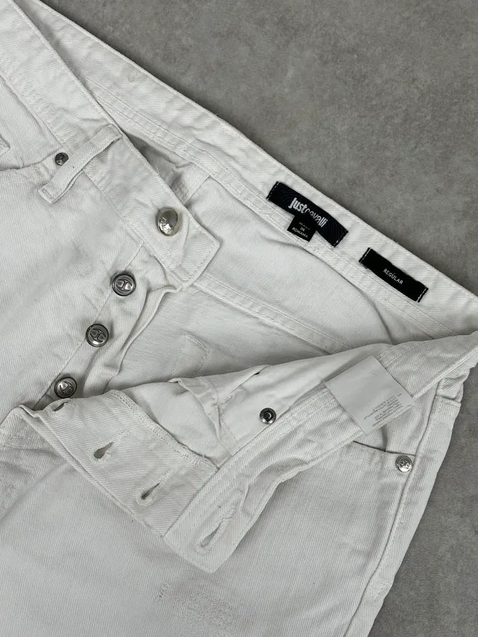2010s Cavalli White Distressed Denim Jeans JbfnSPb 8