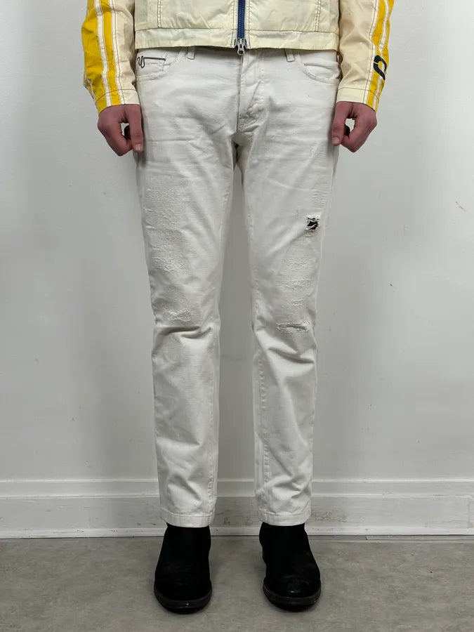 2010s Cavalli White Distressed Denim Jeans JbfnSPb 1