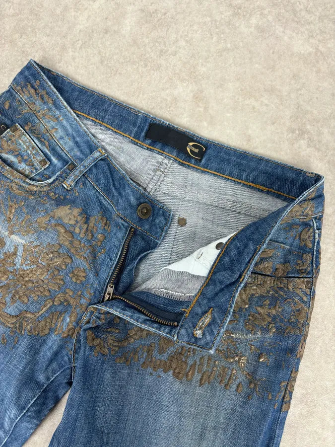 SS2007 Cavalli Baroque Gold Pattern Blue Denim Jeans  ydbKRWk 8