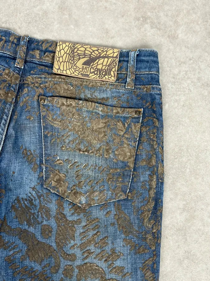 SS2007 Cavalli Baroque Gold Pattern Blue Denim Jeans  ydbKRWk 7
