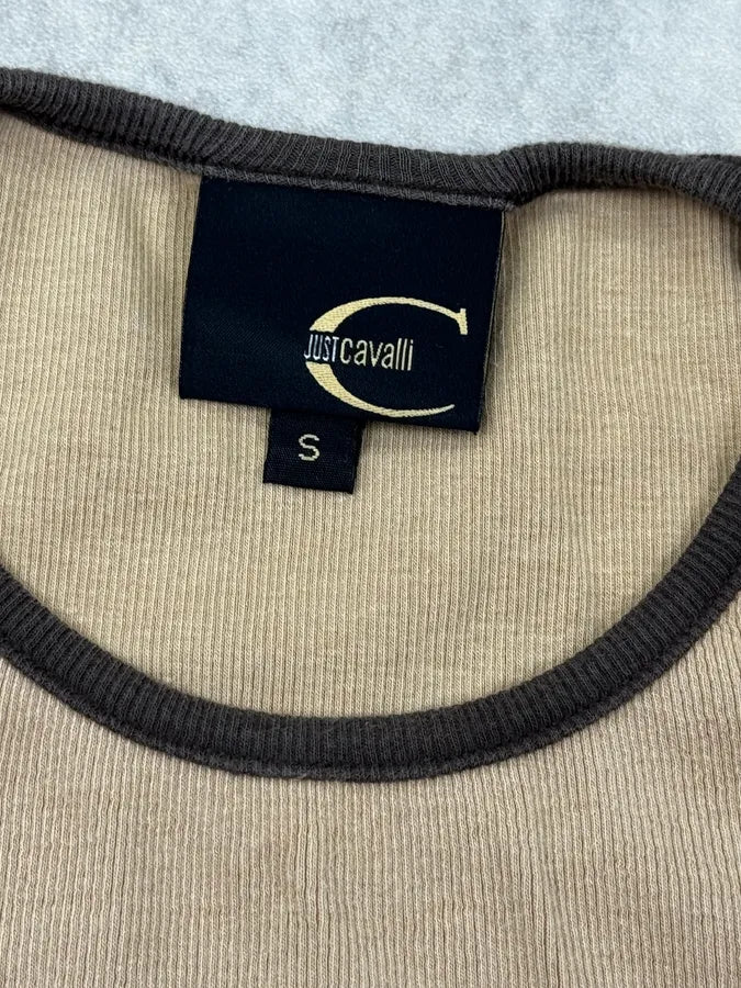 2000s Cavalli Beige & Brown Western Motel T-Shirt BNCXNly 8