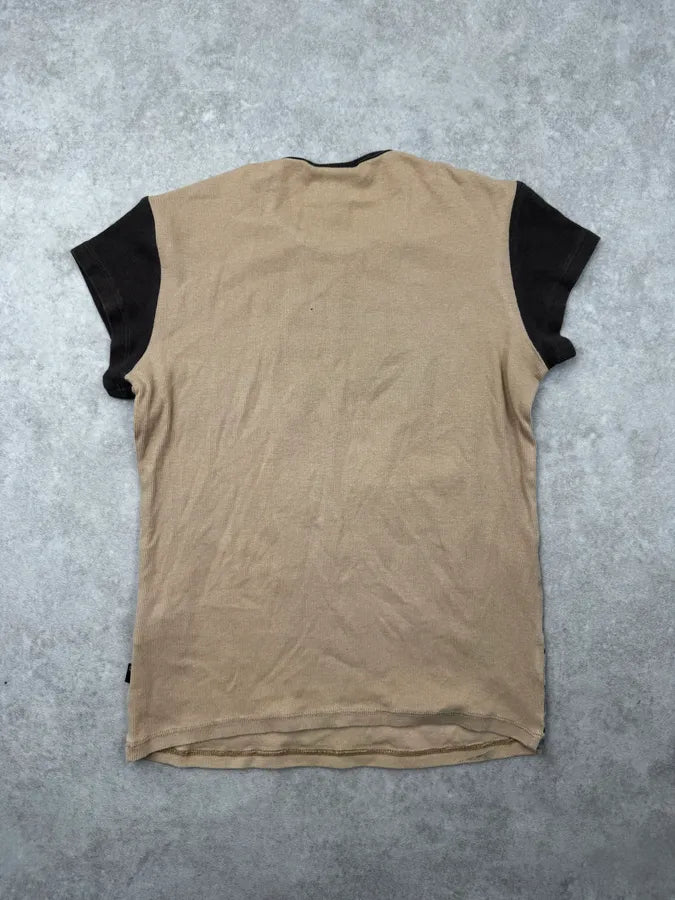 2000s Cavalli Beige & Brown Western Motel T-Shirt BNCXNly 1