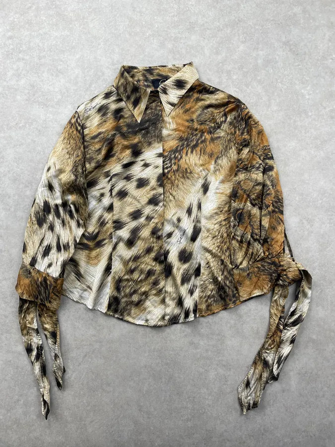 SS2006 Cavalli Beige Leopard Print Silk Shirt CmHwGhS 2