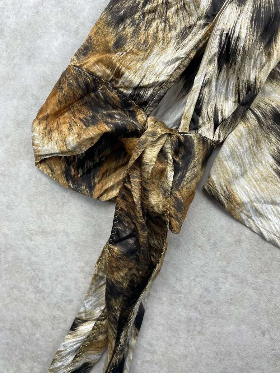 SS2006 Cavalli Beige Leopard Print Silk Shirt CmHwGhS 6