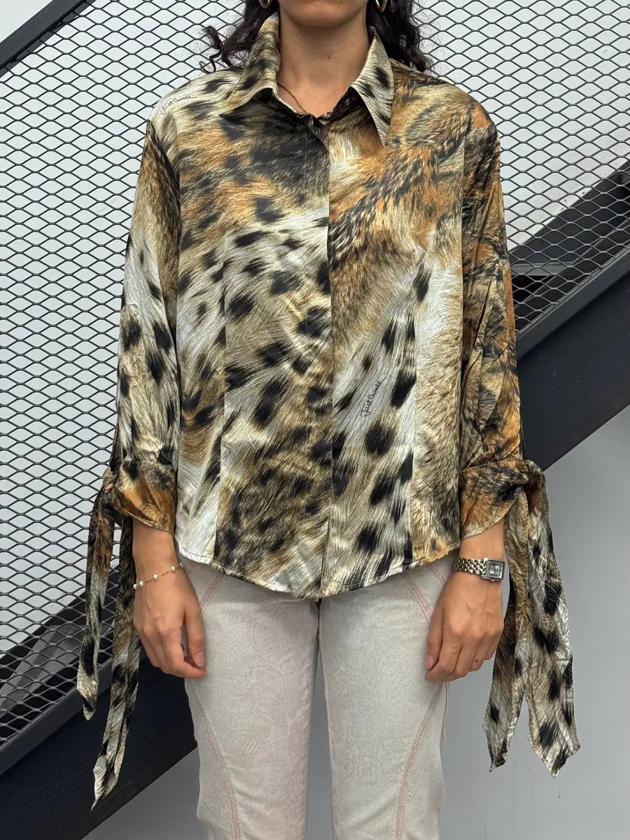 SS2006 Cavalli Beige Leopard Print Silk Shirt CmHwGhS 0