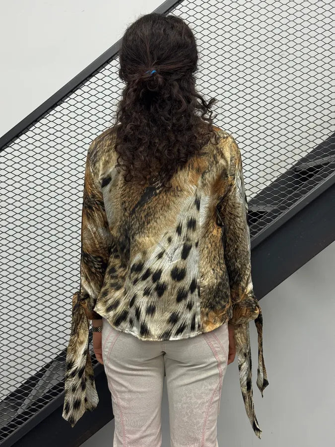 SS2006 Cavalli Beige Leopard Print Silk Shirt CmHwGhS 1