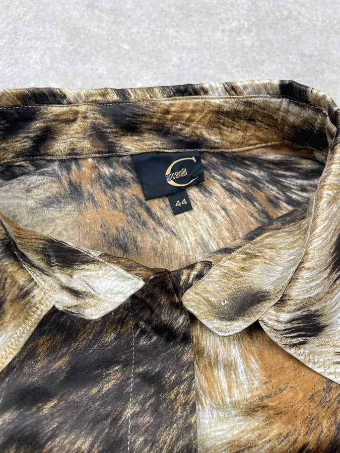 SS2006 Cavalli Beige Leopard Print Silk Shirt CmHwGhS 8
