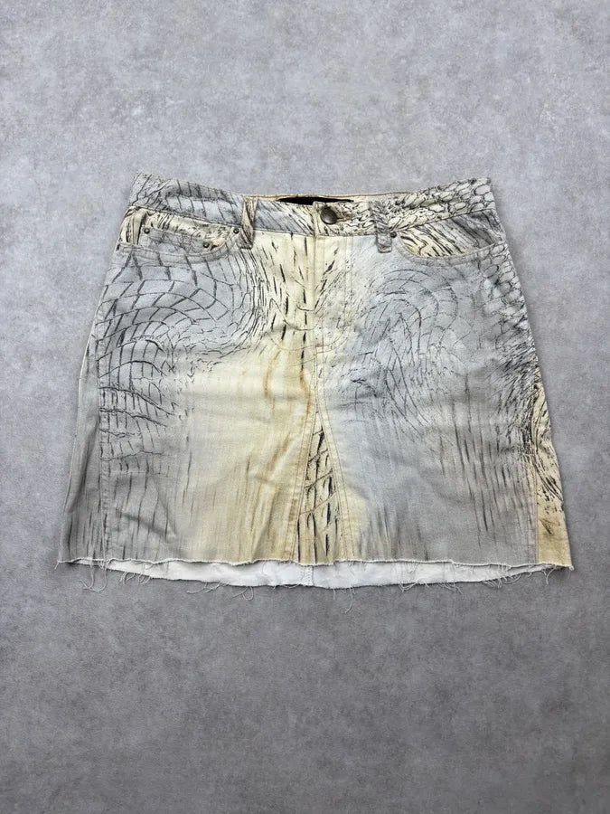SS2002 Cavalli Beige Crocodile Effect Skirt SDBLGfh 3