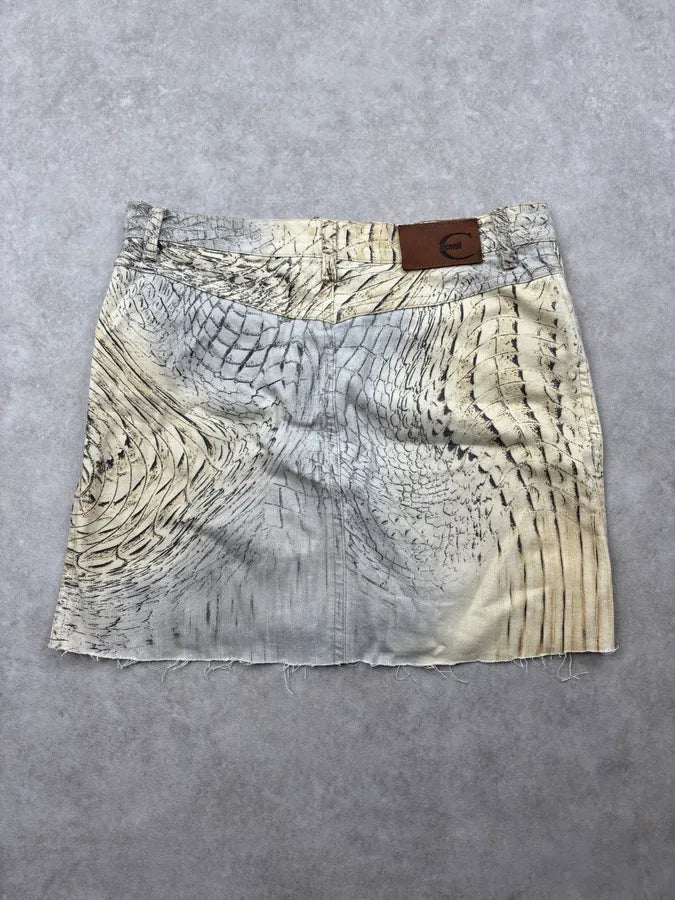 SS2002 Cavalli Beige Crocodile Effect Skirt SDBLGfh 7