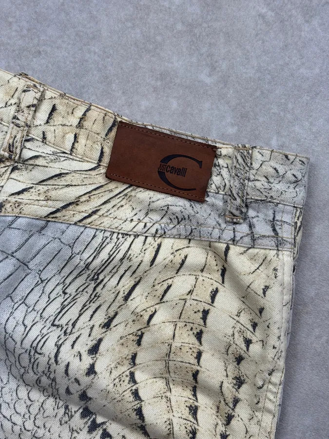 SS2002 Cavalli Beige Crocodile Effect Skirt SDBLGfh 10