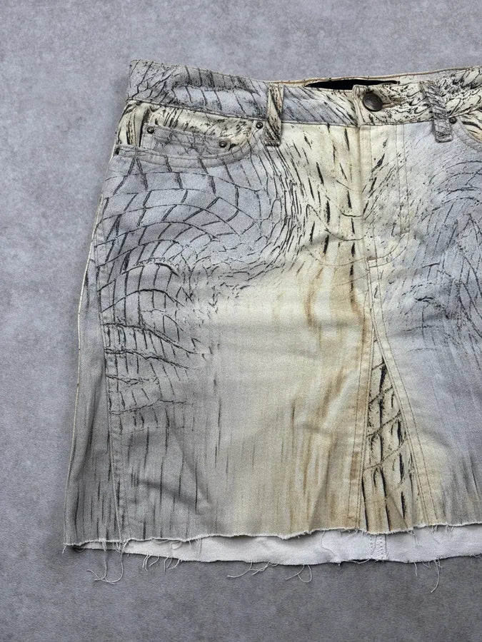 SS2002 Cavalli Beige Crocodile Effect Skirt SDBLGfh 5