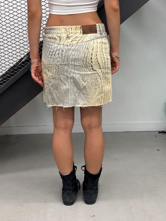 SS2002 Cavalli Beige Crocodile Effect Skirt SDBLGfh 2