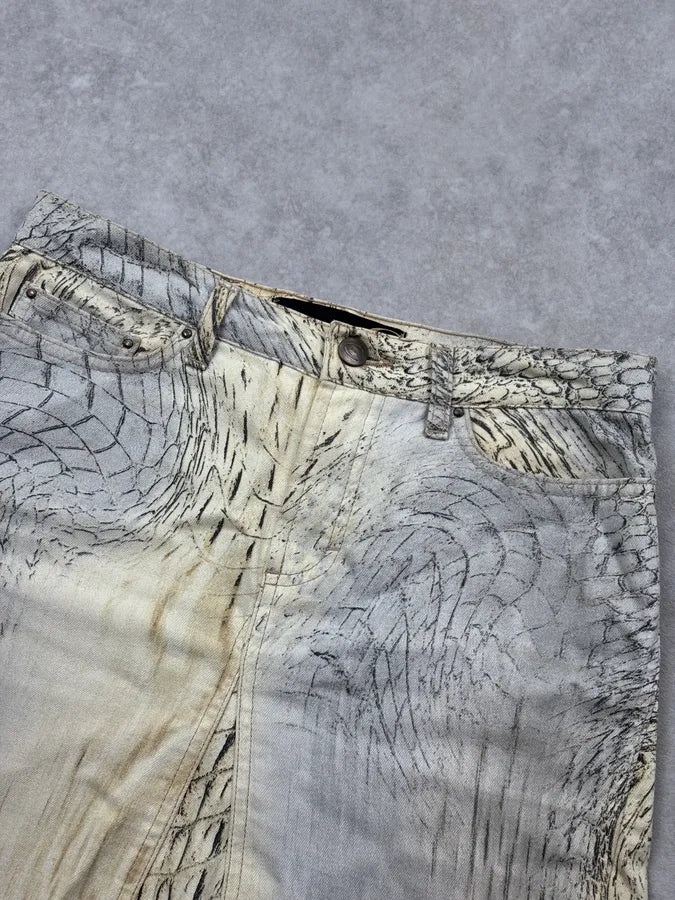 SS2002 Cavalli Beige Crocodile Effect Skirt SDBLGfh 4