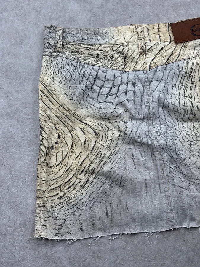 SS2002 Cavalli Beige Crocodile Effect Skirt SDBLGfh 9