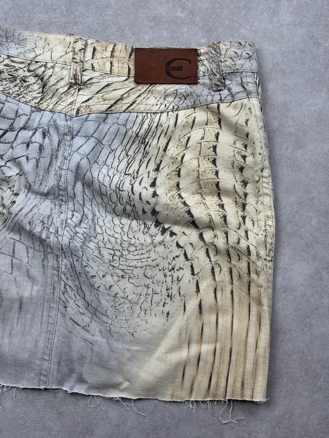 SS2002 Cavalli Beige Crocodile Effect Skirt SDBLGfh 8