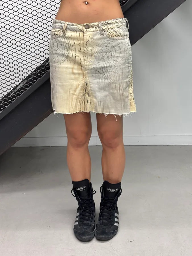 SS2002 Cavalli Beige Crocodile Effect Skirt SDBLGfh 0