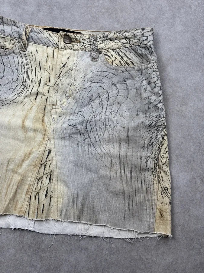 SS2002 Cavalli Beige Crocodile Effect Skirt SDBLGfh 6