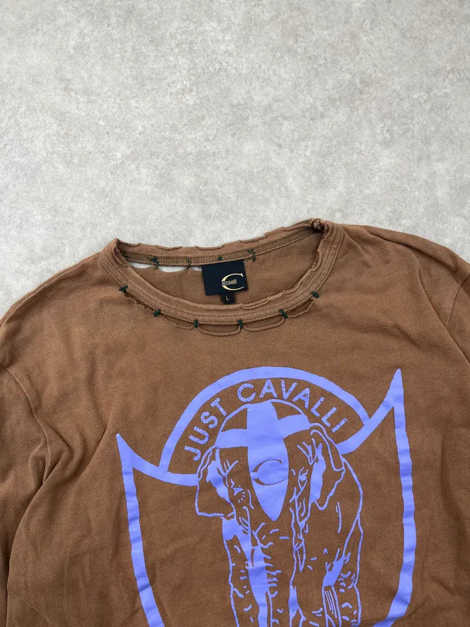 AW2005 Cavalli Brown Elephant Logo Longsleeve qyZEsUf 4