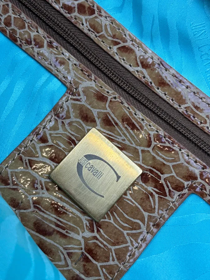 2000s Cavalli Beige Python Leather Faux Fur Handle Bag UERrvyt 16