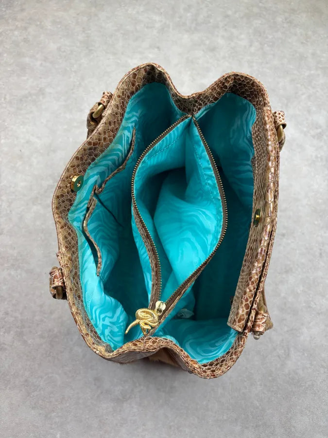 2000s Cavalli Beige Python Leather Faux Fur Handle Bag UERrvyt 13