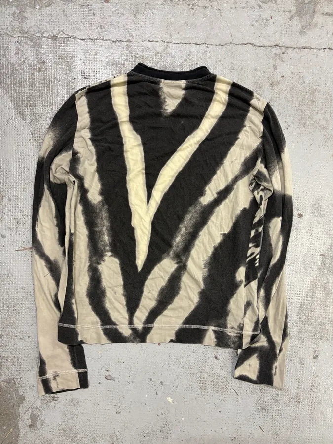SS2002 Cavalli Black & Cream Hallucination Psycho Longsleeve T-Shirt DlbOUBU 1