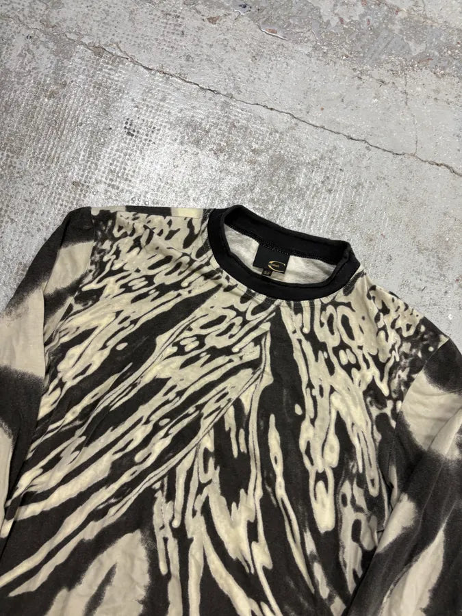 SS2002 Cavalli Black & Cream Hallucination Psycho Longsleeve T-Shirt DlbOUBU 4