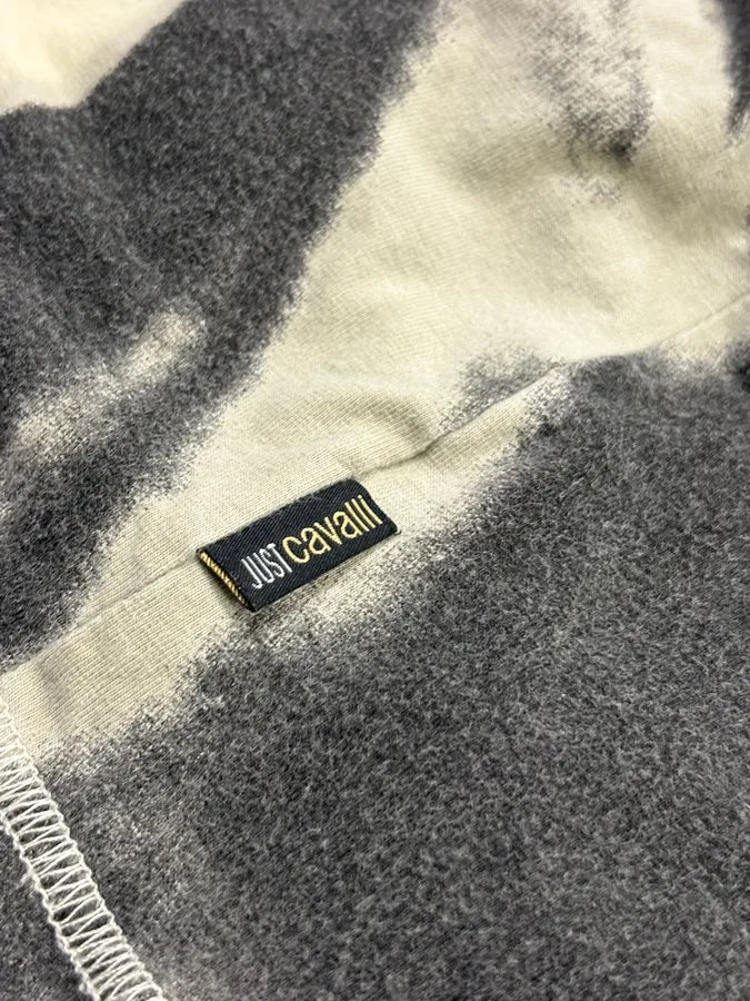 SS2002 Cavalli Black & Cream Hallucination Psycho Longsleeve T-Shirt DlbOUBU 7