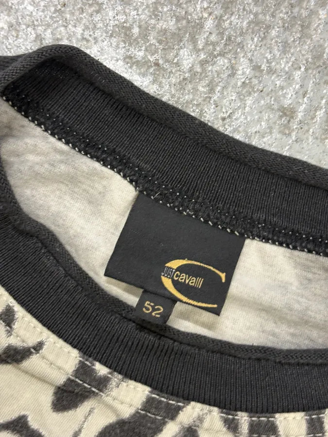 SS2002 Cavalli Black & Cream Hallucination Psycho Longsleeve T-Shirt DlbOUBU 6