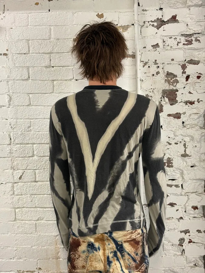SS2002 Cavalli Black & Cream Hallucination Psycho Longsleeve T-Shirt DlbOUBU 3