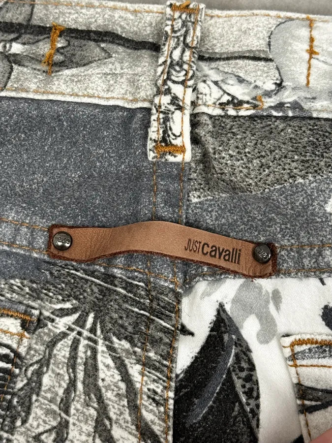 Just Cavalli Black & White Floral Printed Pants NhTdFzS 9