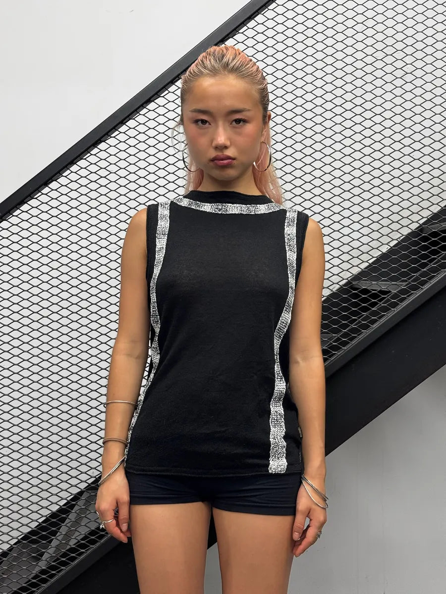 2000s Cavalli Black Contrast Trim Top BQUDVwc 1