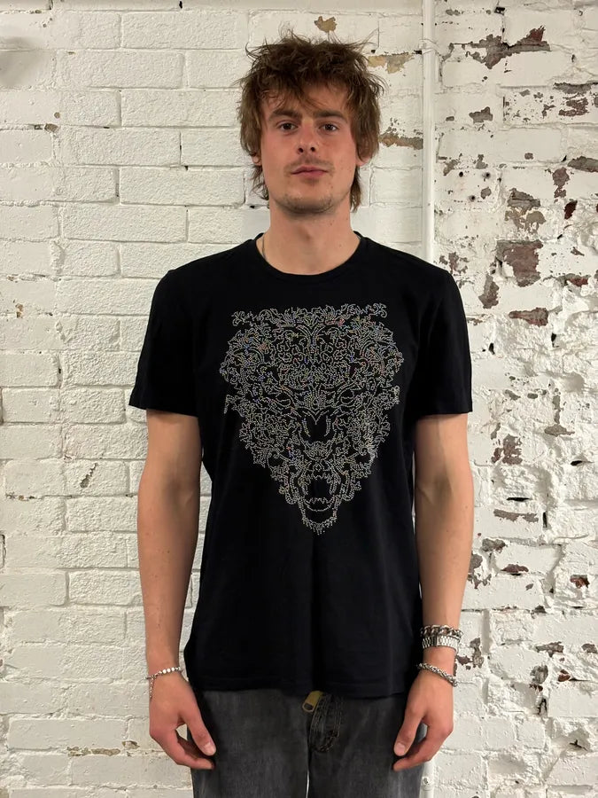 2010s Cavalli Black Abstract Embellished T Shirt IfpkqFv 1