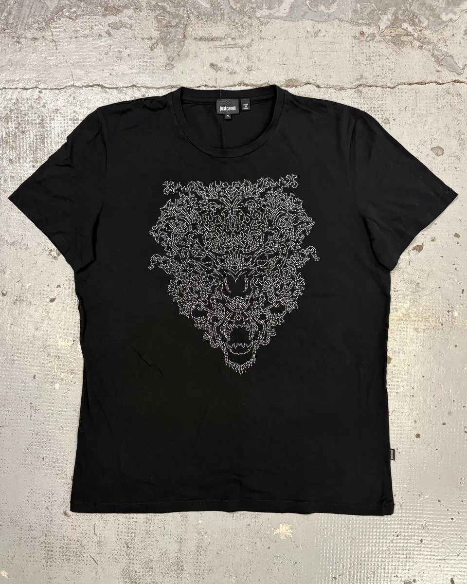 2010s Cavalli Black Abstract Embellished T Shirt IfpkqFv 0