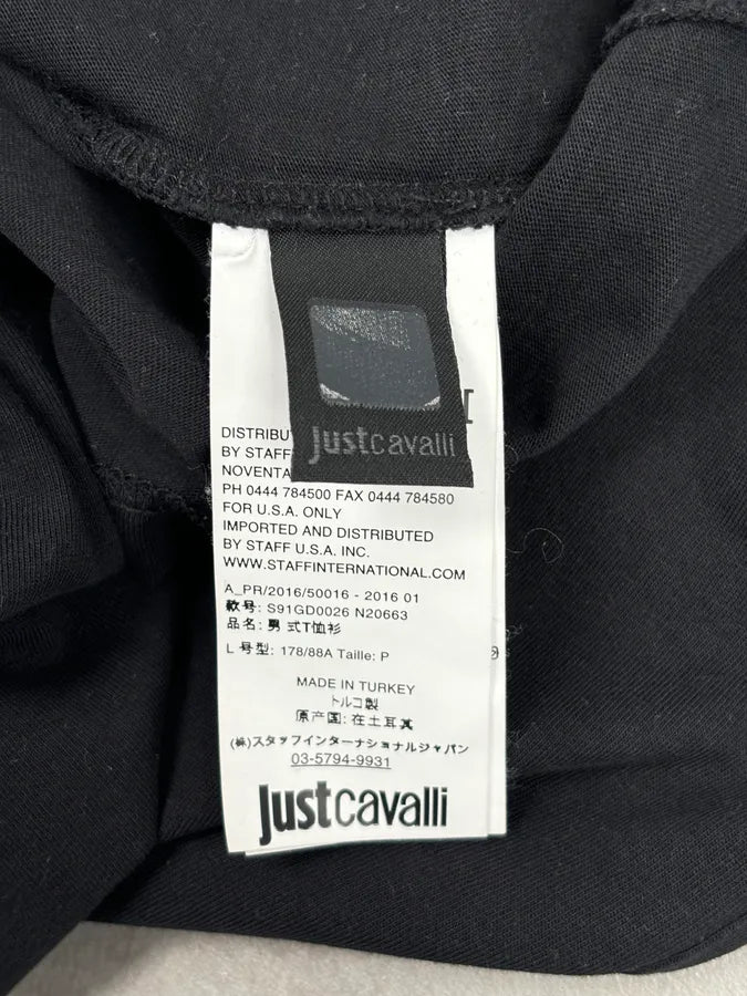 SS2016 Cavalli Black Smoke Kiss Graphic T-Shirt QBnbevB 8
